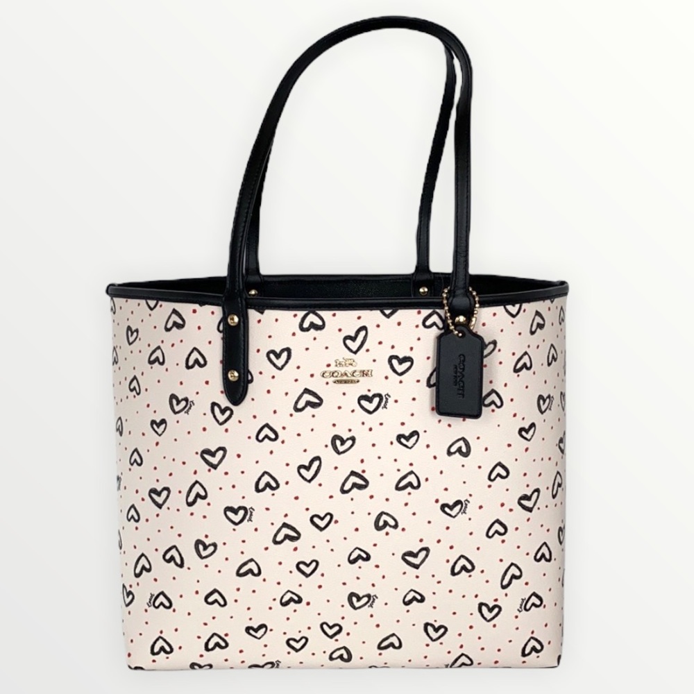 Coach Hearts Print Reversible City Tote